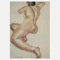 Prof. Kurt Günther, liegender Frauenakt, Aquarell auf groben Bütten