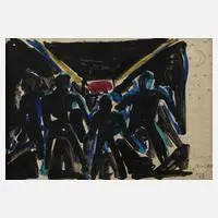 Helmut Middendorf, Figurengruppe, Aquarell über Bleistift