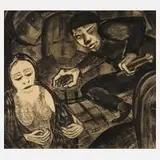 E. Pernice, Zuhause, 1934, Kohlezeichnung