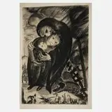 E. Pernice, Mutter mit ihren Kindern, Kohlezeichnung