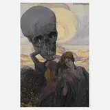 Gustav Tauschinsky, Der Tod und die Mädchen, 1908, Aquarell und Goldbronze