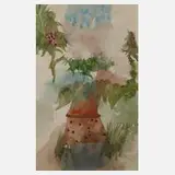 Prof. Heinz Trökes, Haus im Grünen, Aquarell und Tuschefeder auf Bütten