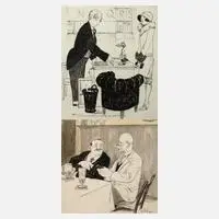Josef Dünzl, Paar Illustrationszeichnungen, Tuschezeichnungen