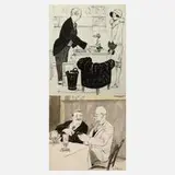 Josef Dünzl, Paar Illustrationszeichnungen, Tuschezeichnungen