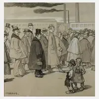 August Roeseler, Auf dem Weg zur Arbeit, Tusche