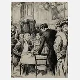 Georg Mühlberg, Im Restaurant, Tuschefeder