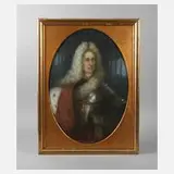 Rudolf Heinrich Armbruster, August der Starke, Pastell auf Papier und auf Leinwand mit ovalem Holzrahmen gespannt