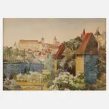Prof. Fritz Beckert, Ansicht von Nürnberg, Aquarell über Bleistift