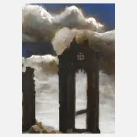 Bruno Dolinski, Ruine der Frauenkirche in Dresden, 1957, Öl auf Hartfaserplatte