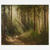 Manfred Feiler, "Sonniger Waldweg", Öl auf Leinwand