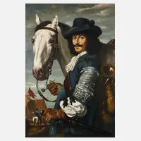 Johannes Hegner, "Der Trompeter" nach Diez, Öl auf Leinwand