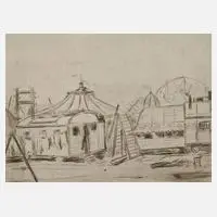 "Zirkus" by Otto Lange, Kaltnadelradierung auf Japanpapier, sold Nov 2021