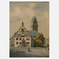 Maritta Seybold, Das alte Rathaus in Plauen, Aquarell