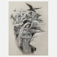 Prof. Hermann Vogel, "Fräulein Neujahr" 1911, Zeichnungen und ein Text des Künstlers (als Kopie beigegeben) voraus