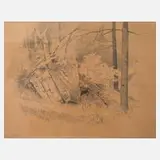 Prof. Hermann Vogel, Felsen im Burgsteingebiet, Zeichnung