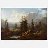 Georg Engelhardt, Alpenidyll, 1860, Öl auf Leinwand