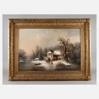 Guido Hampe, Gehöft in Winterlandschaft, Öl auf Leinwand