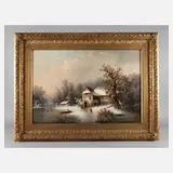 Guido Hampe, Gehöft in Winterlandschaft, Öl auf Leinwand