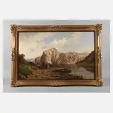 Fjordlandschaft by Heinrich Eduard Heyn senior, Öl auf Leinwand, sold Aug 2021