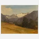 Joseph Höger, Dachsteingebirge, Öl auf Pappe