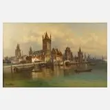 Karl Kaufmann, "Holländischer Hafen", Öl auf Leinwand