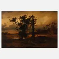 August Lange, Abendlandschaft, 1863, Öl auf Leinwand