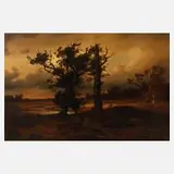August Lange, Abendlandschaft, 1863, Öl auf Leinwand
