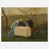 G. Alcide Loron, Das erste Treffen, Öl auf Leinwand