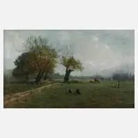 Victor Philippe Philipsen, Vor dem Dorf, Öl auf Leinwand