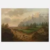 C. Reichel, Abend im Gebirge, Öl auf Leinwand