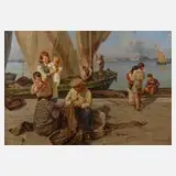 Angelo Brombo, Fischer in Venedig, Öl auf Leinwand