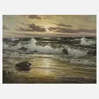 Walter Dettmann, Abends am Strand, Öl auf Leinwand