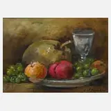Carl Dörrbecker, Obststillleben, Öl auf Leinwand