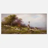 Gustav Eichhorn, Mädchen am Marterl, 1905, Öl auf Holzplatte