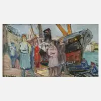 Henri Epstein, Hafenszene, 1930, Öl auf Leinwand