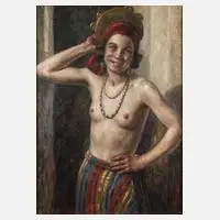 Giacomo Gabbiani, Italienerin mit Tamburin, 1938, Öl auf Leinwand