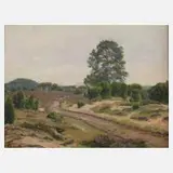 Lilla Gäde, "Blühende Heide", Öl auf Leinwand