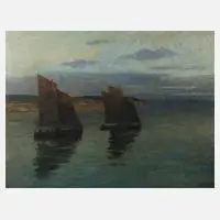 Ernst Gerhard, Abend am Meer, Öl auf Leinwand und Keilrahmen