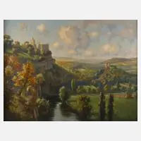 Hans Greinke, Saaletal mit Rudelsburg und Saaleck, Öl auf Leinwand