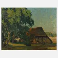 Hermann Hellbusch, Alte Kate im Tecklenburger Land, Öl auf Hartfaserplatte