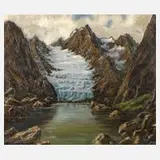 Franz Hienl-Merre, Alpenlandschaft mit Gletscher, Öl auf Leinwand
