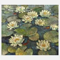 Seerosenteich by Georg Judersleben, Öl auf Leinwand, sold Aug 2021