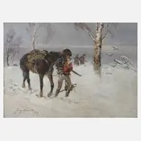 Jerzy Kossak, Winterfeldzug 1814, 1939, Öl auf Karton