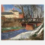 Mykola Kryčevskyj, Fluss in Stadtlandschaft, 1929, Öl auf Leinwand