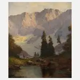 Carlos Kuch, Partie in den Alpen, Öl auf Hartfaserplatte