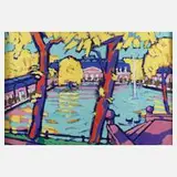 Bernhard Kühlewein, Schloss Beurath bei Düsseldorf, Acryl auf mit Leinen kaschierter Hartfaserplatte