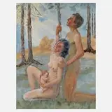Alfred Müller-Holstein, Junge Familie im Wald, Öl auf Leinwand