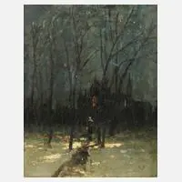 Richard von Poschinger, Nächtlicher Kirchgang, Öl auf Leinwand
