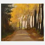 Yvonne Reper, Landstraße im Herbst, Öl auf Leinwand