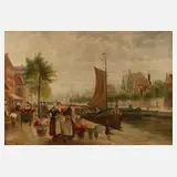 A. F. Stolzenberg, Holländischer Blumenmarkt, Öl auf Leinwand